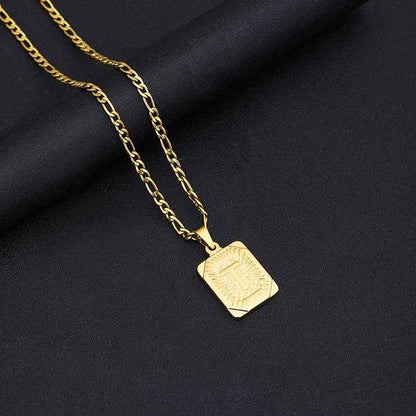 Golden Cuban Chain A-Z Initial Letter Pendant Necklace