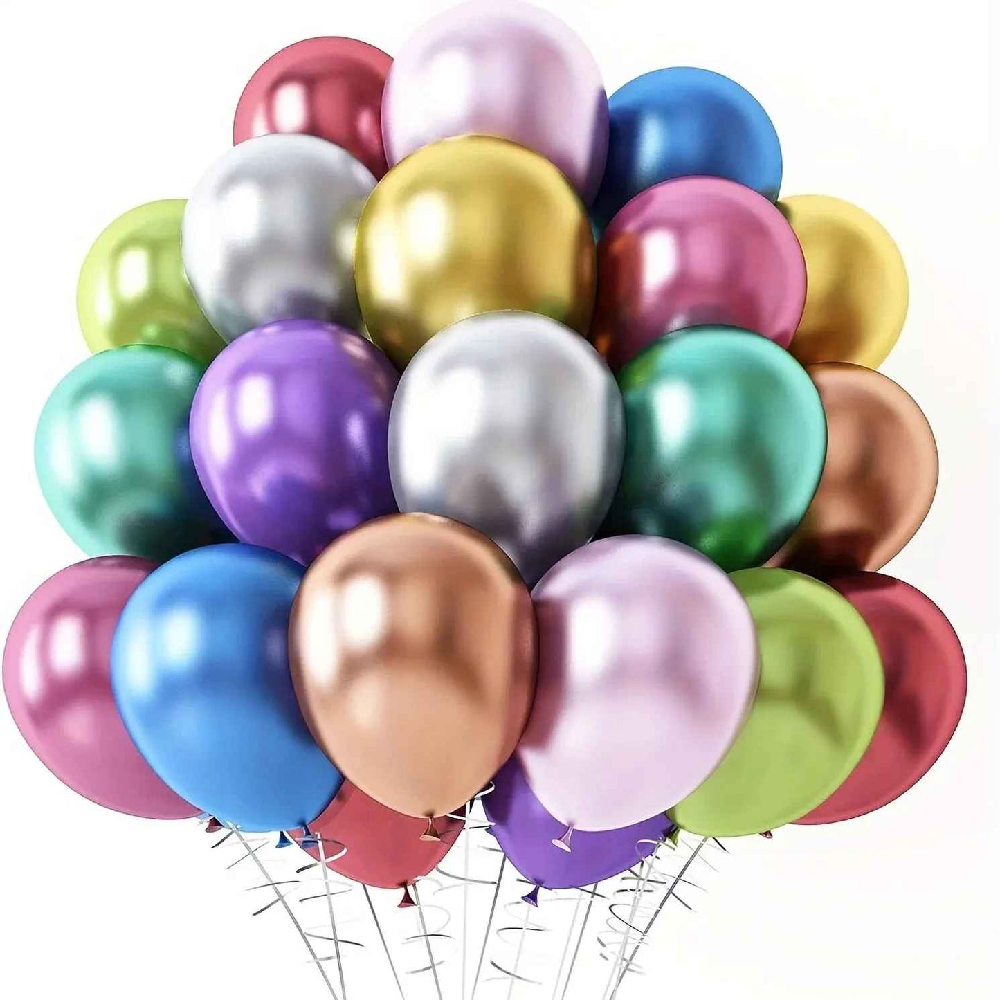 10Pcs 12Inch Color Chrome Metal Round Latex Balloons