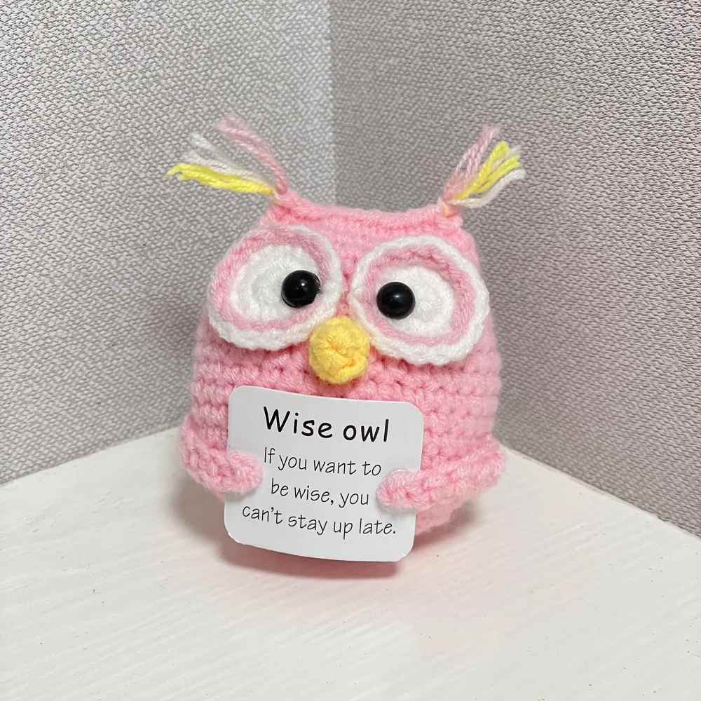 Cute Crochet Inspirational Positive Animal Doll with Card