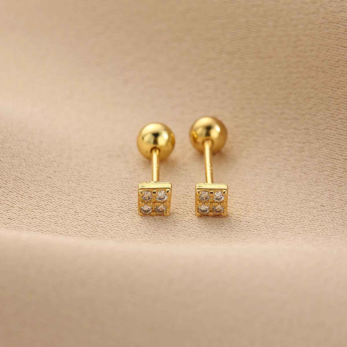 Simple Gold Color Stud Earrings