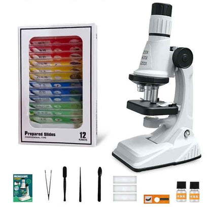 Children Microscope Kit 200x 600x 1200x Toy with LED Light