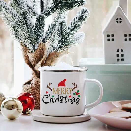 360ml Merry Christmas Enamel Mugs