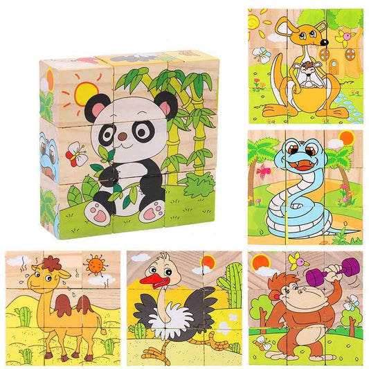 Six Side Cube Jigsaw Puzzle Wooden Blocks Toy