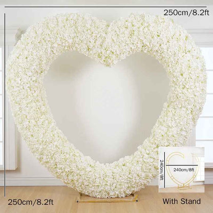 Luxury 5D Red Floral Arrangement with Heart-Shaped Frame Wedding Backdrop Decor