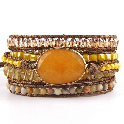 85cm Natural Stones Charm 5 Strands Wrap Bracelet