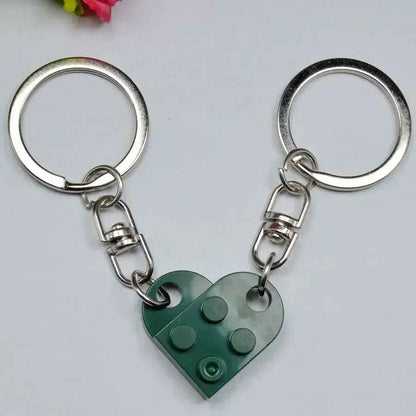 1Pair Cute Love Heart Building Block Couple Keychain